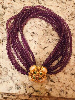 Vintage Avon Elizabeth Taylor Forever Violets/Pearl Necklace/Choker